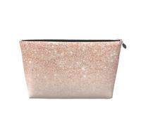 Rose Gold Faux Glitter Vagilo Leather Toiletry Bag - Stylish & Durable Toiletry Kit for Travelers, Cosmetic Organizer, Makeup Bag, Carry-On, Portable Organizer, Zippered Pouch