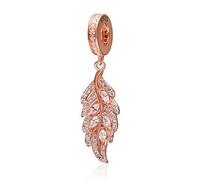 Rose Gold Feather Charm 925 Sterling Silver Angel Charm Anniversary Charm Lucky Charm for Pandora Charm Bracelet