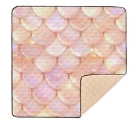 Rose Gold Fish Scale Sparkling Cute Foldable Baby Play mat Foldable for Floor Portable foldablummy Time Mat for Baby Toddler Infant, 50'' x 50''gimnasio de actividades para