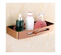 Rose Gold Floating Bathroom Shelf - Corner Square Soap Dish & Shampoo nizer - Stylish Kitchen Spice Rack - One Tier Storage Solution for Modern Homes