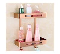 Rose Gold Floating Corner Shelf - Two-Tier Bathroom nizer for Soap, Shampoo & Kitchen Spices - Stylish Square Design for Elegant Home Décor