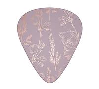 Rose Gold Floral Printed Guitar Picks,12 Pack Personalized Guitar Picks For Bass Acoustic Guitar Electric Guitar Includes 0.46mm/0.71mm/ 0.96mm