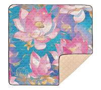 Rose Gold Flower Cute Foldable Baby Playmat for Indoor Outdoor Non-Toxic Baby Crawling Mat for Babies Infants Toddlers, 50'' x 50''