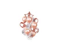 Rose Gold Foil Balloon Bouquet, 14 Pieces, 12 cm Inflated Size Party Decoration Balloons | Confetti, Mettalic & Star Heart Foil Balloon