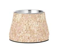 Rose Gold Foil Leopard Print Their Forms Merging and Distorting in an Abstract Manner Pets Water&Food Bowls with Stand Stainless Steel Pets Feeding Bowl for Small Dogs Whisker Fatigue