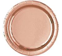 Rose Gold Foil Round Dinner Plates (22cm) - Dazzling & Elegant Foil Board - Perfect for Parties, Weddings, & Celebrations - 8ct