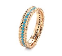 Rose Gold Full Circle Ring Luxury Stackable Turquoise Finger Ring For Women Fine Daily Vintage Jewelry