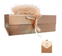 Rose Gold Gift Box, 33x26x11cm Large Gift Box with Magnetic Lids and Silk Ribbon Specially Designed for Presents Birthdays, Holidays, Anniversaries Gift Packaging