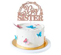 Rose Gold Glitter Big Sister Cake Topper, Girls Birthday Cake Decorations, Baby Shower, Gender Reveal Party Decorations