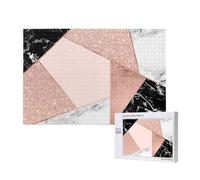 Rose Gold Glitter Black White Marble Geometric,1000 Pieces Wooden Jigsaw Family Game Jigsaw Puzzles for Adults Teens Home Decor