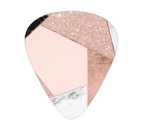 Rose Gold Glitter Black White Marble Geometric,12 Pcs Guitar Pick,3 Different Thickness Plectrums for Acoustic Guitar Bass Ukulele (0.46mm 0.96mm 0.71mm)