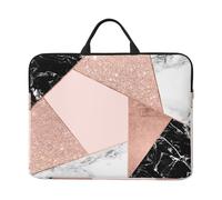 Rose Gold Glitter Black White Marble Geometric, 14 Inch Laptop Sleeve, Notebook Bag Laptop Case Sleeve Briefcase with Handle