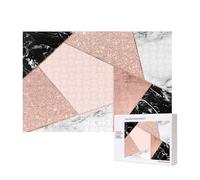 Rose Gold Glitter Black White Marble Geometric,300 Pieces Wooden Jigsaw Family Game Jigsaw Puzzles for Adults Teens Home Decor