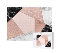 Rose Gold Glitter Black White Marble Geometric,500 Pieces Wooden Jigsaw Family Game Jigsaw Puzzles for Adults Teens Home Decor