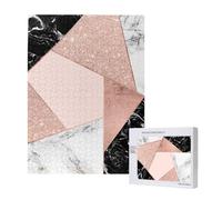 Rose Gold Glitter Black White Marble Geometric,500 Pieces Wooden Jigsaw Family Game Jigsaw Puzzles for Adults Teens
