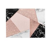 Rose Gold Glitter Black White Marble Geometric Adults 500 Pieces Puzzles-Jigsaw Wooden Puzzle for Adults Elderly