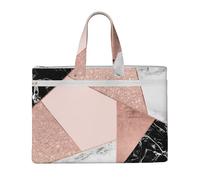 Rose Gold Glitter Black White Marble Geometric,Canvas Document Bag Zipper File Tote Bag Handbag Briefcase for School Office