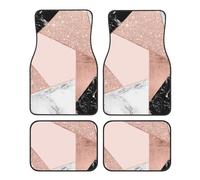 Rose Gold Glitter Black White Marble Geometric,Car Floor Mats Set of 4,Vehicle Floor Rugs Non-Slip Auto Foot Mats Car Accessories
