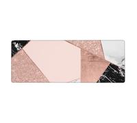 Rose Gold Glitter Black White Marble Geometric,Mouse Pad Large Desk Pad Computer Keyboard Mouse Mat With Non Slip Rubber Base 30 x 80 cm