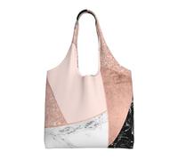 Rose Gold Glitter Black White Marble Geometric,Reusable Tote Bags Grocery Bags Large Capacity Canvas Shopping Shoulder bag