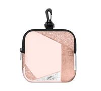 Rose Gold Glitter Black White Marble Geometric, Square Zipper Storage Bag, Neoprene Coin Purse, Small Wallets, Change Pouch, Change Purse