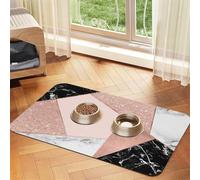 Rose Gold Glitter Black White Marble Geometric,Waterproof Pet Feeding Mat,PU Leather Placemats for Cat Dog Water Bowl,Food Mats,30x45cm