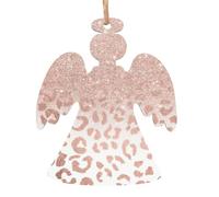 Rose Gold Glitter Christmas Wooden Ornaments Christmas Tree Hanging Decoration Xmas Home Party Festive Decor