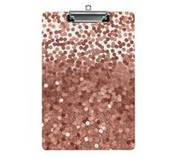 Rose Gold Glitter Clipboard with Hanging Hole, 8.5" X 12.5" Standard A4 Acrylic Clipboard Ultra Lightweight & Shatterproof Paper Holder for Office, Home