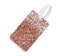 Rose Gold Glitter Luggage Tags with ID Card, Durable Travel Bag Tags, Waterproof Name Tag for Suitcases, Backpacks & Travel Cases White-Style