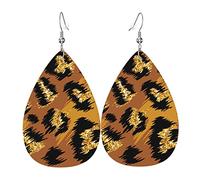 Rose Gold Glitter Ombre Leopard Pattern Earrings Faux Leather Teardrop Earring Lightweight Dangle for Women Girls
