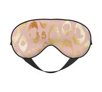 Rose Gold Glitter Ombre Leopard Pattern Eye Mask Sleep Mask Cover for Sleeping with Adjustable Strap Blackout Eye Blinder Pads for Travel