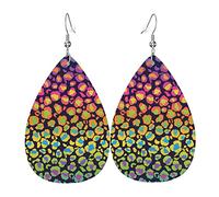 Rose Gold Glitter Ombre Leopard Pattern PU Leather Earrings Earbob Earrings Teardrop Dangle Earrings For Women Girls Bridal Wedding