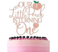 Rose Gold Glitter Our Little Peach is Turning One Cake Topper, Peach Summer Fruit Themed Baby's 1st Birthday Party Decorations Supplies