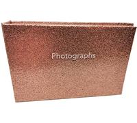 Rose Gold Glitter Photo Album - Holds 36 Photos (6x4”) - Slip-In Pockets - Sparkly Memory Book - Compact Keepsake Gift Album