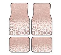 Rose Gold Glitter Print Car Foot Mat 4-Piece Set For Cars/Trucks/Vans, Easy Clean & Quick Install