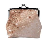 rose gold glitter Print Coin Purse for Women Cute PU Leather Kiss-lock Change Purse Wallet, Black, One Size, Pattern