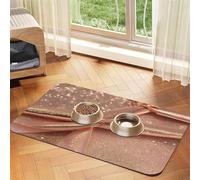 Rose Gold Glitter Print Pet Food Mat Absorbent Non Slip PU Leather Feeding Mat for Dogs Cats Rubber Bottom