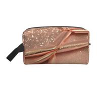 Rose Gold Glitter Print Toiletry Bag for Women Travel Toiletry Bag, Spacious Capacity Cosmetic Bag for Men