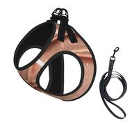 rose gold glitter printing Puppy Harness, Dog Harness and Leash Set, Soft Mesh Reflective Breathable Lightweight Vest-Style