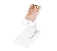 Rose Gold Glitter Prints Rotating Cell Phone Stand with 360° Swivel Base - Foldable Square Desk Phone Holder for iPhone 16 15 14 13 12 11,All Phones,White