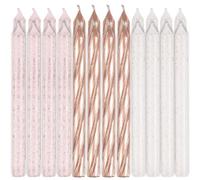 Rose Gold Glitter Spiral Candles, 3.5" (Pack of 24) - Elegant Design, Perfect for Birthdays, Weddings, Anniversaries & Celebrations