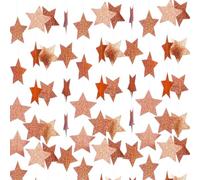 Rose Gold Glitter Star Garland, 52Ft Sparkling Star Bunting Banner, Shining Paper Streamer Banner Hanging Decoration for Anniversary Wedding Engagement Bridal Shower Valentines Party Decor