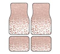 Rose Gold Glitter Universal Car Floor Mats 4 Piece Set, Front & Rear Waterproof Non-Slip Car Foot Mats, Car Carpet Protectors For Most Sedans, Trucks, Suv