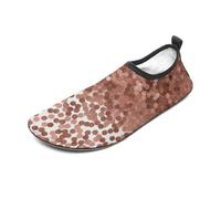 Rose Gold Glitter Water Shoes for Men Women, Lightweight Stretch Swim Shoes with Anti-Slip Rubber Sole, Quick-Dry Aqua Socks for Pool, Beach, Surfing, Style, 12 Women/12 Men
