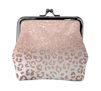 Rose Gold Glitter Women's Leather Kiss-Lock Coin Purse,Double-Sided Full Print Pattern,Ultra-Fine Fiber Leather,Small Clutch Wallet for Cash,Cards,Coins