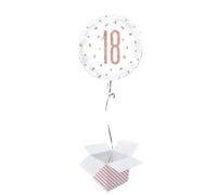 Rose Gold Glitz Age Holographic Round Foil Helium Balloon- Inflated Balloon in a Box (Age 18, Birthday)