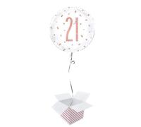 Rose Gold Glitz Age Holographic Round Foil Helium Balloon- Inflated Balloon in a Box (Age 21, Birthday)