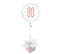 Rose Gold Glitz Age Holographic Round Foil Helium Balloon- Inflated Balloon in a Box (Age 80, Birthday)