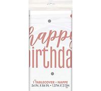 Unique Plastic Table Cover Rose Gold Glitz Happy Birthday 137cm x 213cm 1 Pc
