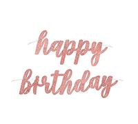 Rose Gold Glitz Happy Birthday Script Prismatic Foil Jointed Banner (83cm) - Perfect Party Decor for Birthday, & Celebrations - 2 Pc